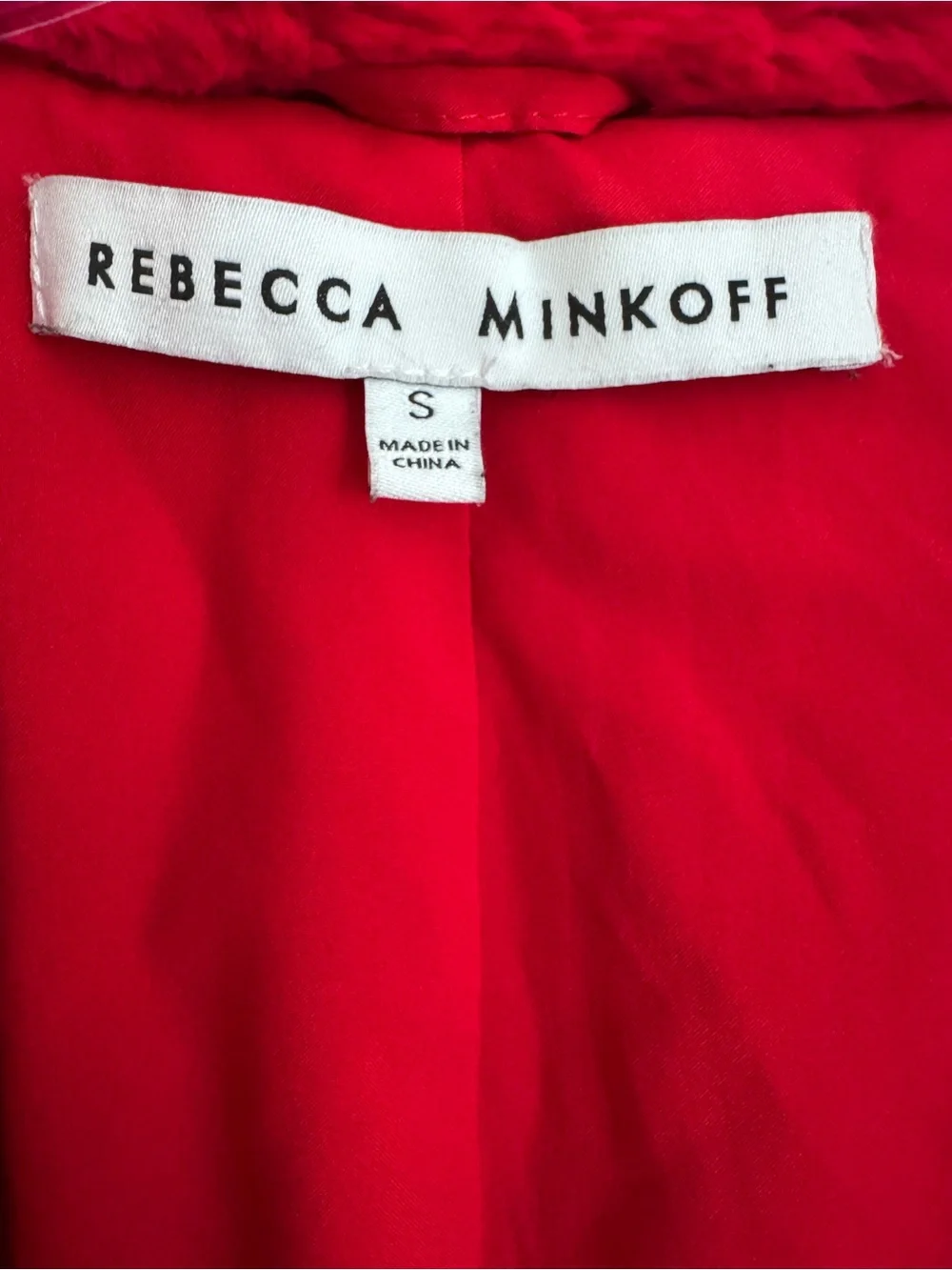 Rebecca Minkoff Red Faux Fur Moto Jacket Size S